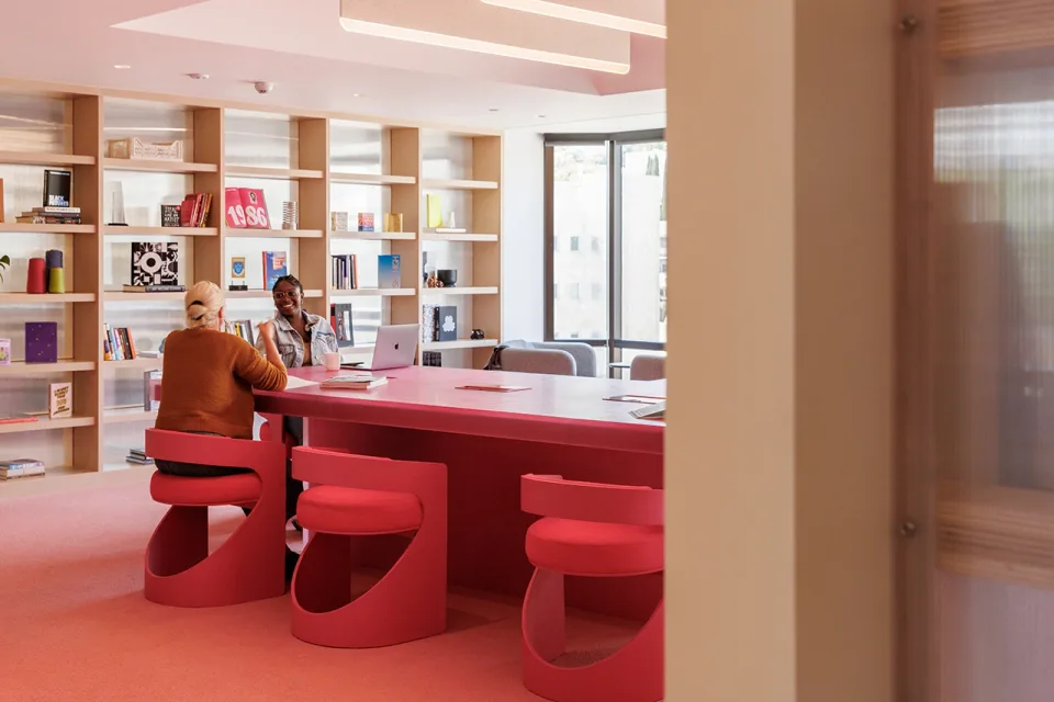 The Library: shared seating, books and a setting for everyday exchange.
